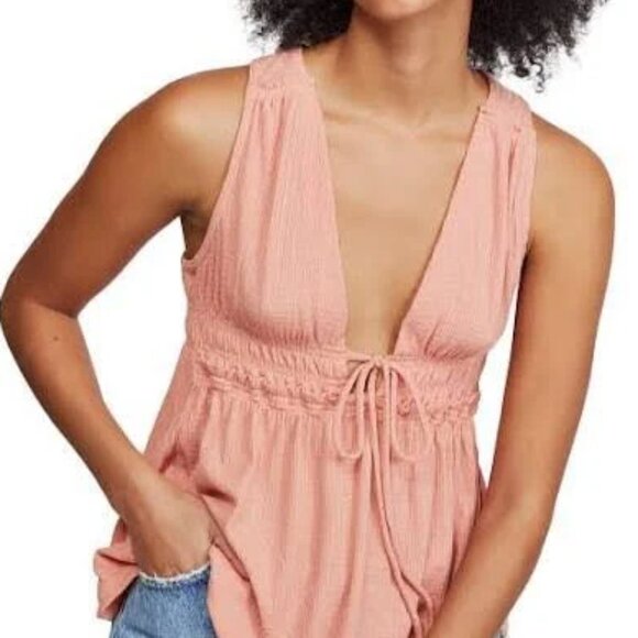 FREE PEOPLE Beach Bound Peach Tank Top - Picture 1 of 7